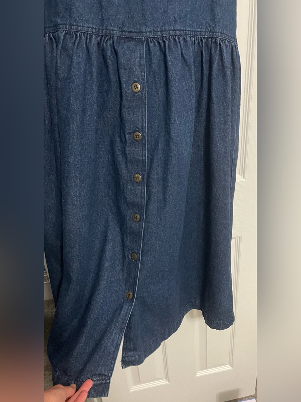 Women’s Miss Liz Vintage Denim Jumper Dress with Pockets - Picture 7 of 7